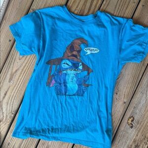 Blue Graphic T-Shirt with Character Print LILO & Stitch Hufflepuff